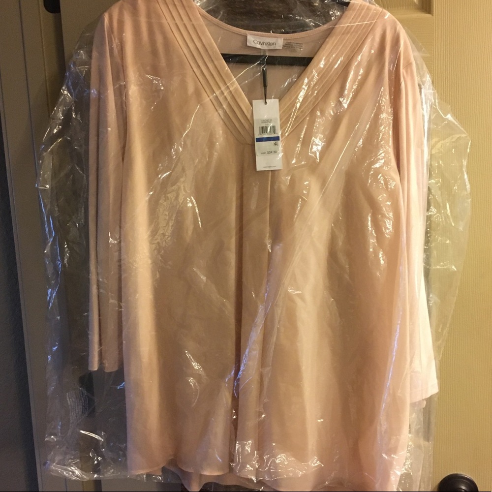 Calvin Klein women’s blouse,long sleeve, Blush, XL
